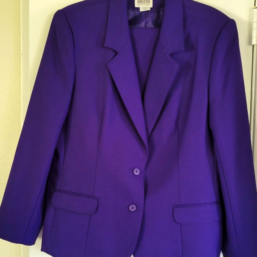 Leslie Fay Purple Lined Suit with Coat and Skirt, Size 16